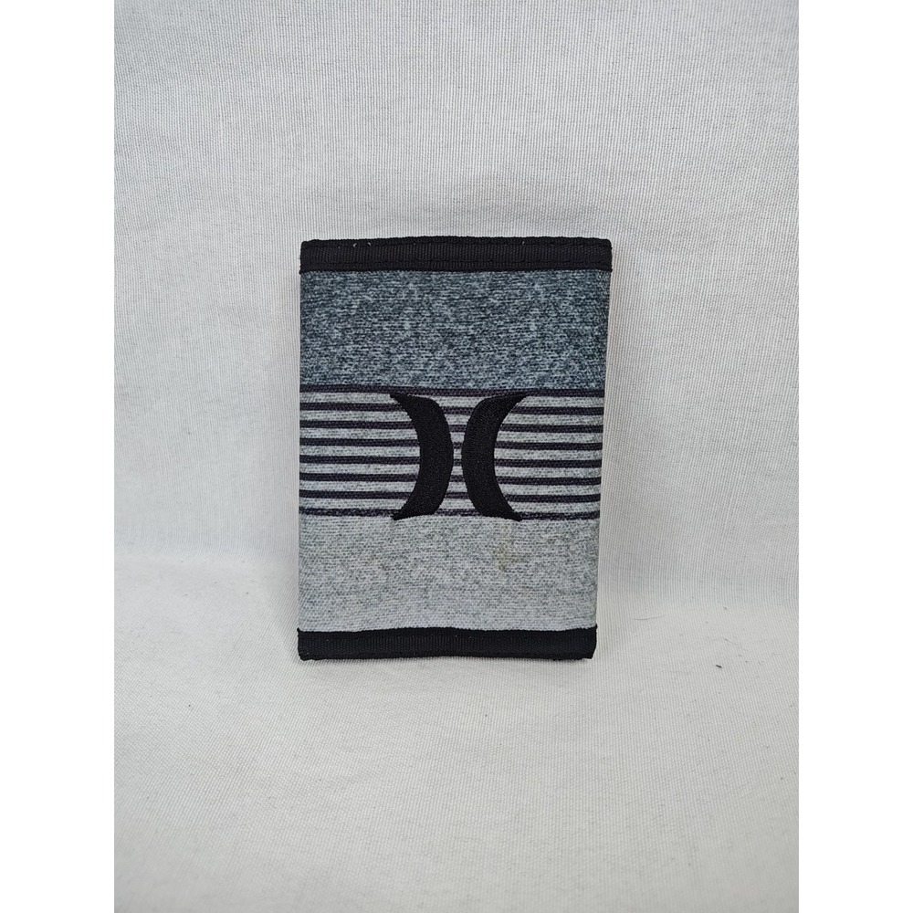 Hurley Vintage Black Men's Fold Wallet with hook & loop Closure Gray Black